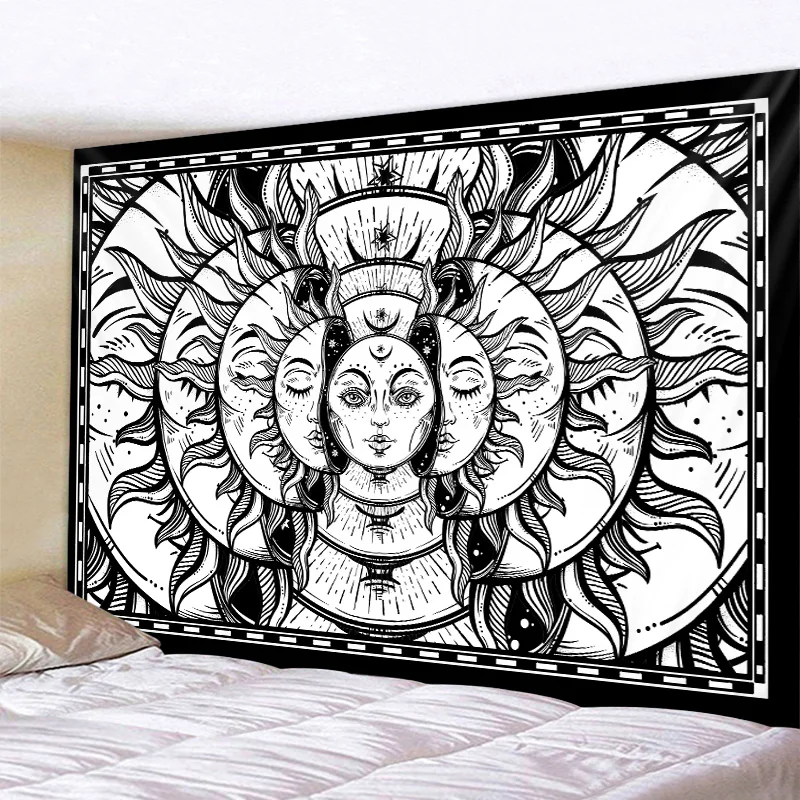 Sun and Moon Tapestry Mandala Black and White Sun and Moon Tapestry Gossip Hippie Psychedelic Tapizi Bedroom Decoration Blanket
Sun and Moon Tapestry Mandala Black and White Sun and Moon Tapestry Gossip Hippie Psychedelic Tapizi Bedroom Decoration Blanket