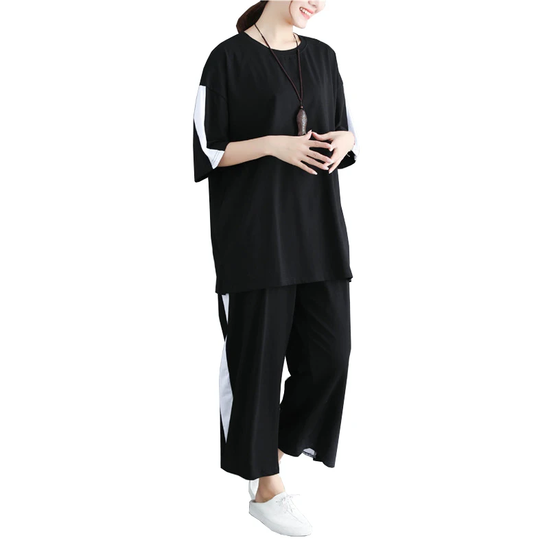 2020 Oversize Summer Women Two-piece set Loose Short sleeves T-shirt Top and Elastic waist Wide leg Pants Casual Suit 5XL G867
2020 Oversize Summer Women Two-piece set Loose Short sleeves T-shirt Top and Elastic waist Wide leg Pants Casual Suit 5XL G867