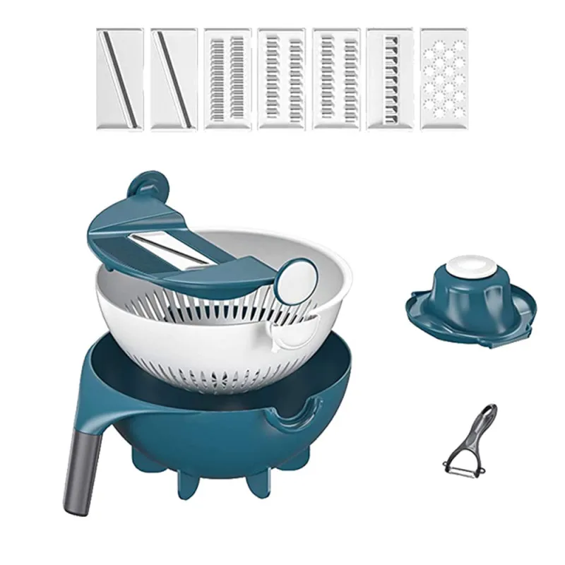 The new 11-in-1 multi-function magic rotary vegetable cutter with drain basket, large capacity vegetable chopper
The new 11-in-1 multi-function magic rotary vegetable cutter with drain basket, large capacity vegetable chopper