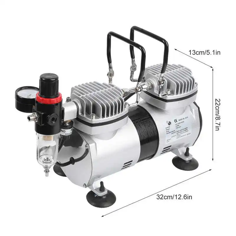 1/4HP Airbrush Compressor Double Cylinder Art Model Leather Care Cake Color Makeup Tattoo Inkjet Pump EU Plug US Plug Optional
1/4HP Airbrush Compressor Double Cylinder Art Model Leather Care Cake Color Makeup Tattoo Inkjet Pump EU Plug US Plug Optional