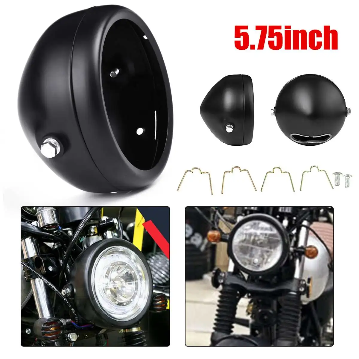 5.75inch universal Round Motorcycles Headlight Shell Black Metal Headlight Shell Lighthouse Headlight Bulb Bucket Universal
5.75inch universal Round Motorcycles Headlight Shell Black Metal Headlight Shell Lighthouse Headlight Bulb Bucket Universal