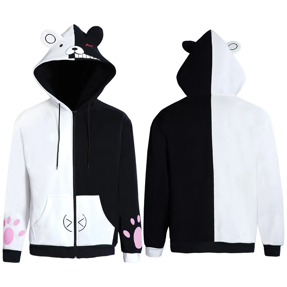 Unisex Zip Up Hoodie Danganronpa Monokuma Cosplay Costume Hooded Jacket Black White Bear Print Sweatshirt Autumn Fleece Tops
Unisex Zip Up Hoodie Danganronpa Monokuma Cosplay Costume Hooded Jacket Black White Bear Print Sweatshirt Autumn Fleece Tops