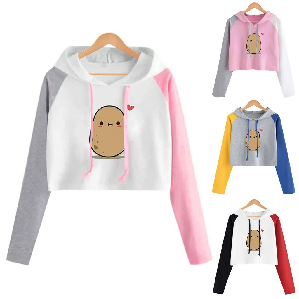Short hoodie Women Long Sleeve Anime Hoodie Pullover Cute Print Colorblock Sweatshirt Blouse Top Kawayi Shirt A50
Short hoodie Women Long Sleeve Anime Hoodie Pullover Cute Print Colorblock Sweatshirt Blouse Top Kawayi Shirt A50