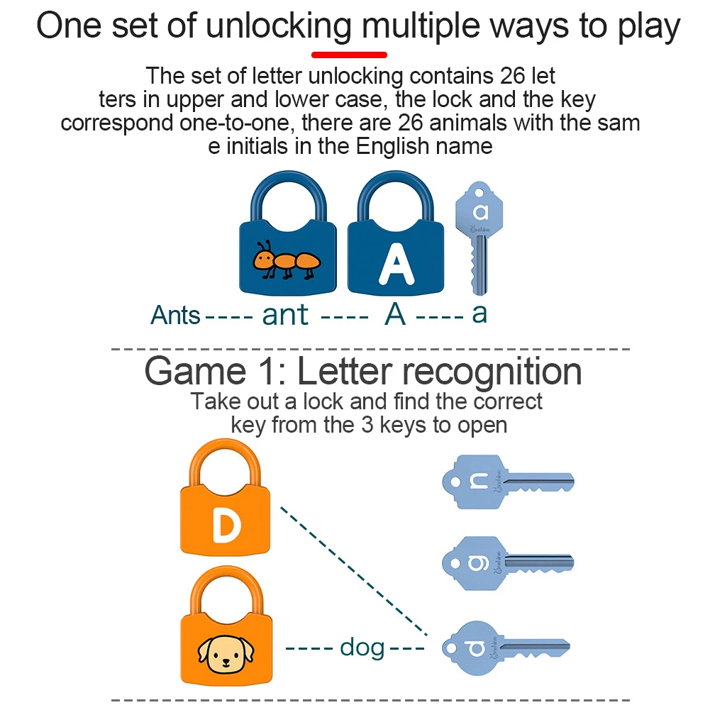 Montessori Toys Math/Letter Locks Keys Set Children Unlock Learning Numbers Letters Cognition Kids Early Educational Toys Gift
Montessori Toys Math/Letter Locks Keys Set Children Unlock Learning Numbers Letters Cognition Kids Early Educational Toys Gift