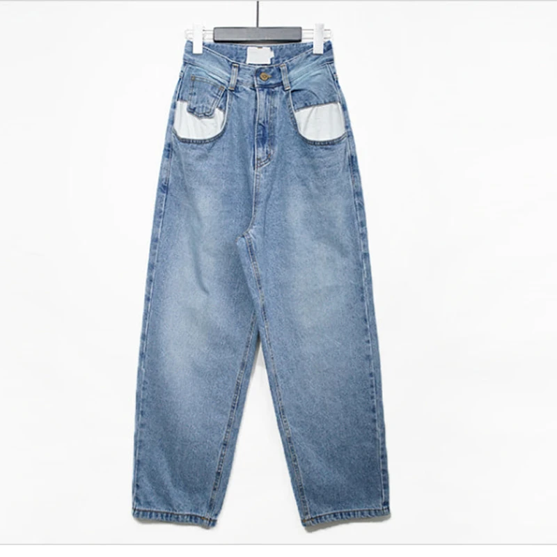 BornSra Women Big Pockets Casual High Waist Button Blue Bleach Wash Distressed Rock Denim Jeans Fly Wide Leg Pants Loose Jeans
BornSra Women Big Pockets Casual High Waist Button Blue Bleach Wash Distressed Rock Denim Jeans Fly Wide Leg Pants Loose Jeans