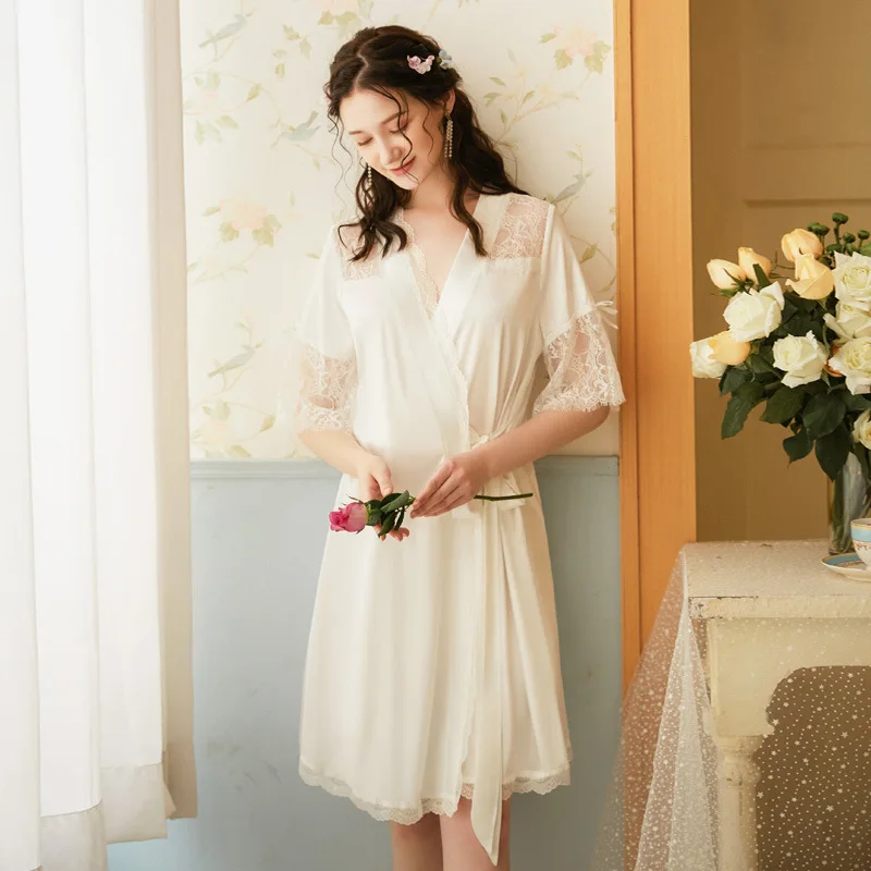Wasteheart White Women Fashion Sexy Robes Sleepwear Nightwear Faux Silk Lace Woven Long Bathrobe Pajama Homewear Sashes
Wasteheart White Women Fashion Sexy Robes Sleepwear Nightwear Faux Silk Lace Woven Long Bathrobe Pajama Homewear Sashes