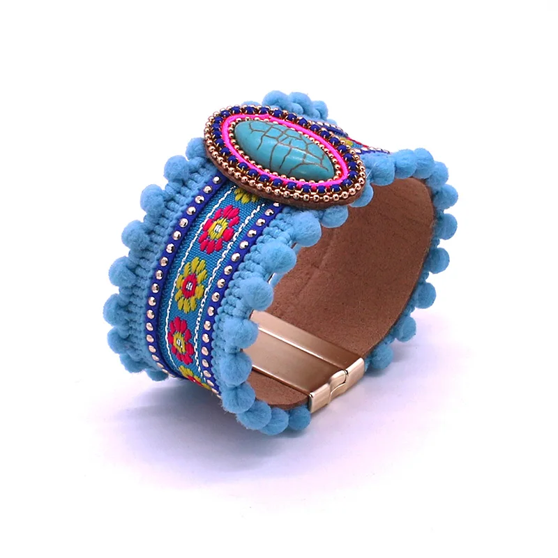 Fashion magnet buckle bracelet bohemian leather crystal natural stone flower ladies bracelet pattern hair ball bracelet jewelry
Fashion magnet buckle bracelet bohemian leather crystal natural stone flower ladies bracelet pattern hair ball bracelet jewelry