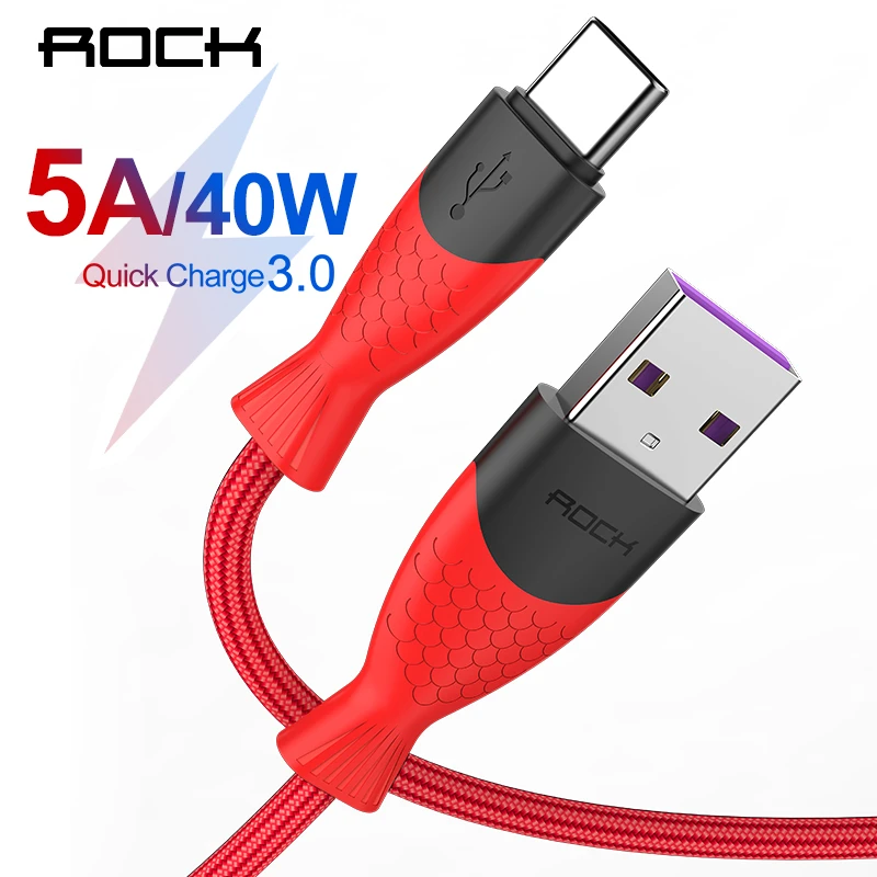ROCK 5A usb type C кабель для huawei mate 20 P30 P20 Pro Lite usbc samsung SFCP Falsh быстрый тип Supercharge | Мобильные