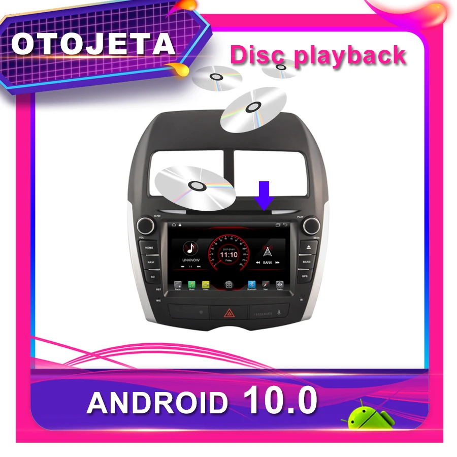 Автомобильный DVD плеер OTOJETA Android 10 0 автомобильный GPS для MITSUBIHI ASX 2010 2012 8 дюймовый