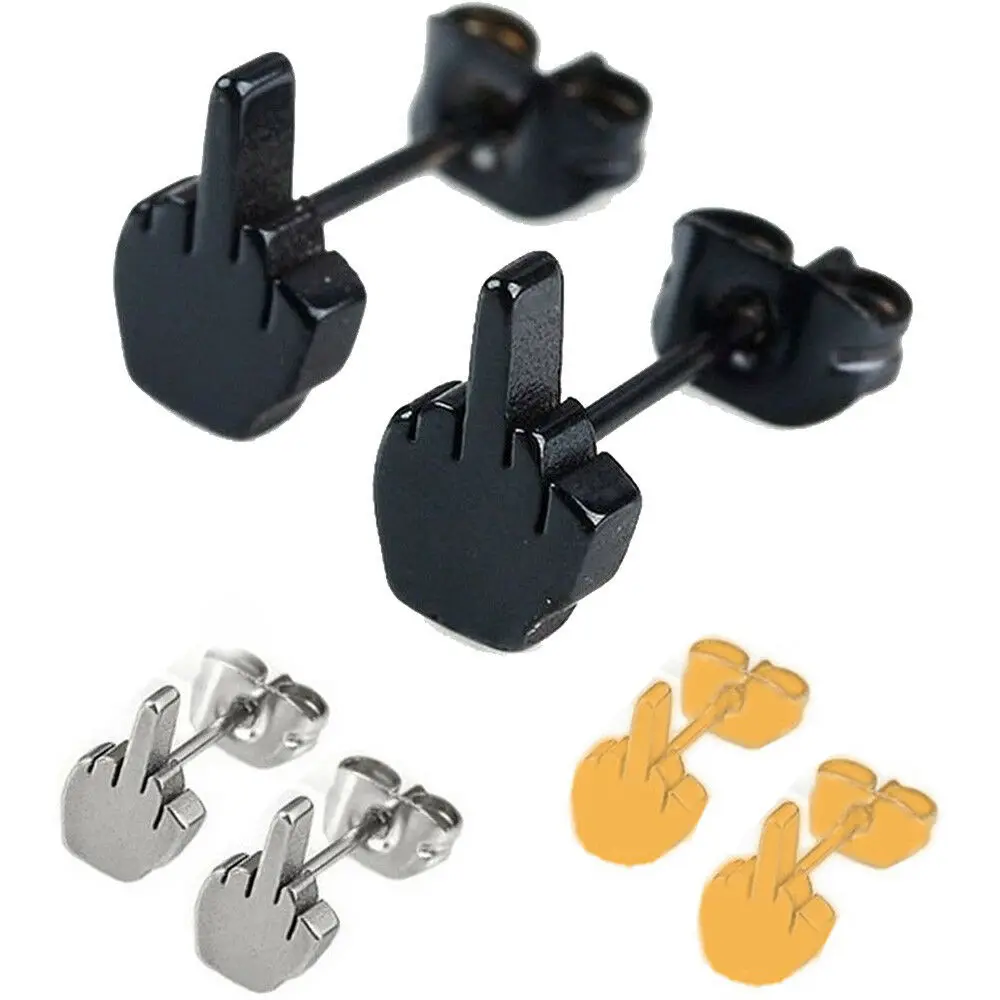 Punk Fashion Statement Earrings Stainless Steel Hip Hop Funny Middle Finger Ear Studs Stud Earring Fashion Jewelry Gifts
Punk Fashion Statement Earrings Stainless Steel Hip Hop Funny Middle Finger Ear Studs Stud Earring Fashion Jewelry Gifts