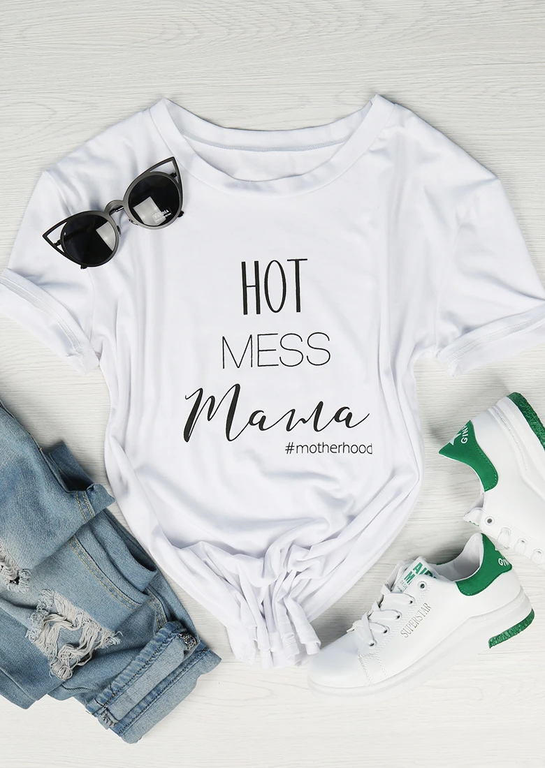 Hot Mess Mama T-Shirt summer cotton women fashion pretty tees new art street style tops grunge aesthetic tumblr shirt- K073
Hot Mess Mama T-Shirt summer cotton women fashion pretty tees new art street style tops grunge aesthetic tumblr shirt- K073