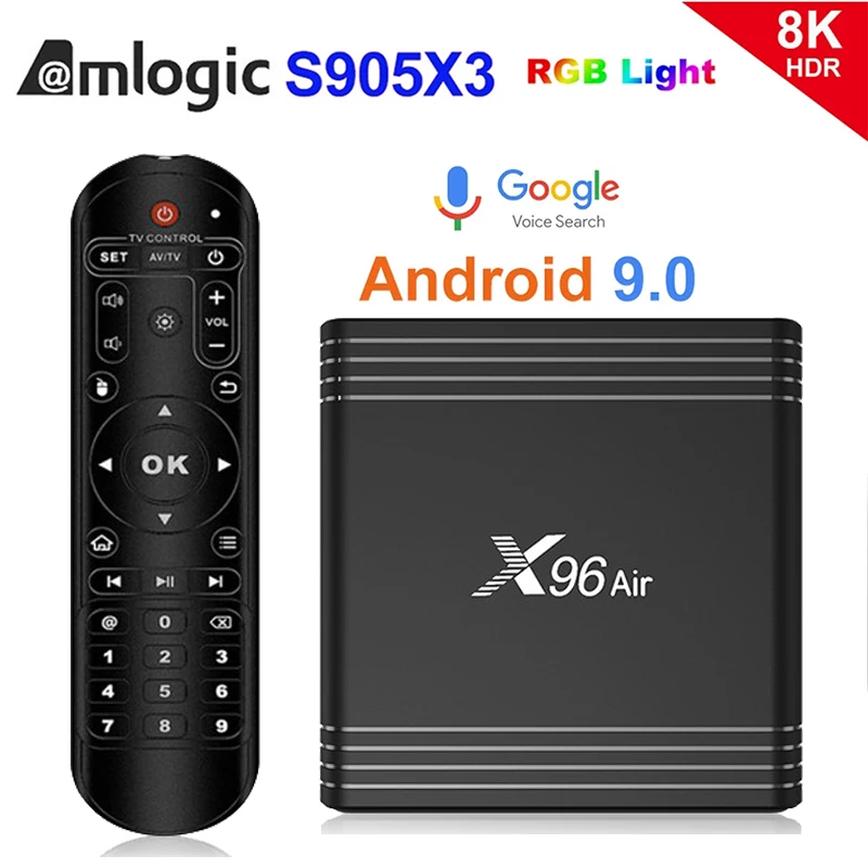 X96 воздуха Amlogic S905X3 Android ТВ коробка Android 9,0, 4 Гб оперативной памяти, 32 Гб встроенной памяти, Wi-Fi, 8K 24fps Netflix Декодер каналов кабельного телевидени... 
X96 воздуха Amlogic S905X3 Android ТВ коробка Android 9,0, 4 Гб оперативной памяти, 32 Гб встроенной памяти, Wi-Fi, 8K 24fps Netflix Декодер каналов кабельного телевидени...