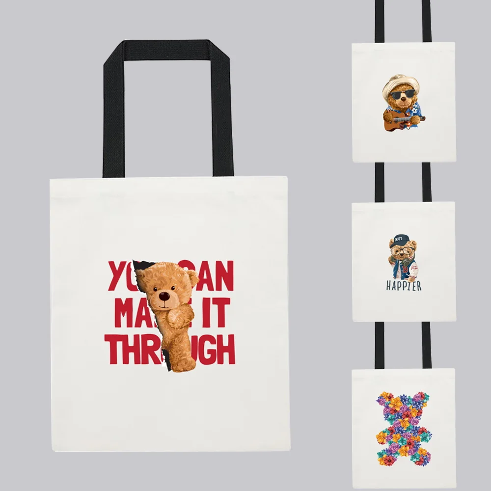 Women Eco Shopping Bag Cute Cartoon Teddy Bear Series Graphic Print Shopper Shoulder Bag Bolsa Canvas White Tote Bag Handbags
Women Eco Shopping Bag Cute Cartoon Teddy Bear Series Graphic Print Shopper Shoulder Bag Bolsa Canvas White Tote Bag Handbags