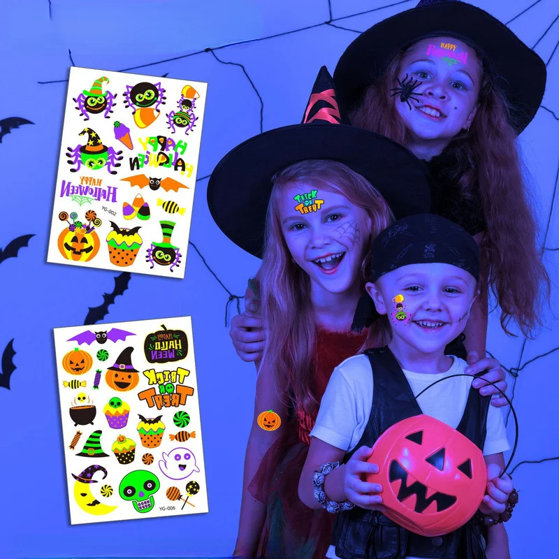 2021 Halloween Fluorescent Luminous Temporary Tattoo Stickers Glowing Pumpkin Funny Tattoo Decoration DIY Face Paste Kids Tattoo
2021 Halloween Fluorescent Luminous Temporary Tattoo Stickers Glowing Pumpkin Funny Tattoo Decoration DIY Face Paste Kids Tattoo