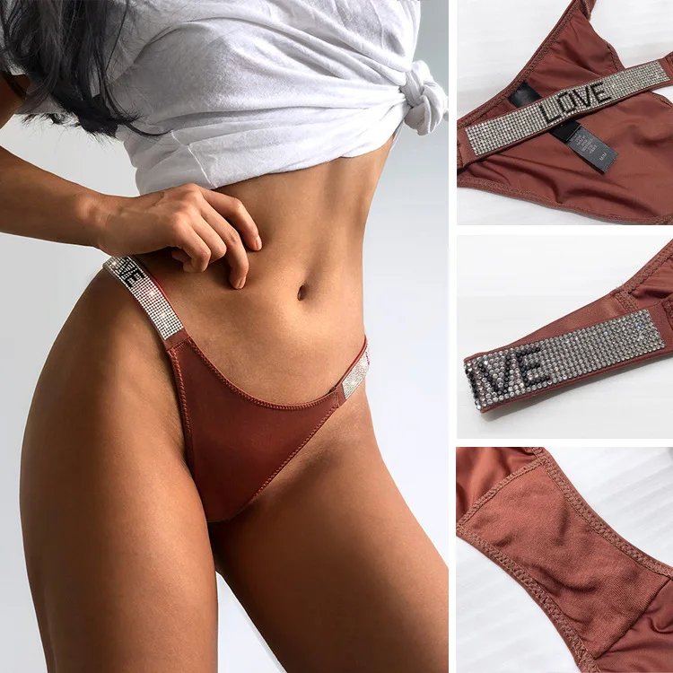 Sexy Women Pantie Crystal Rhinestone Underwear Fitness Gym Thongs Low Rise Fashion Tanga for Female Push Up Lingerie with Letter
Sexy Women Pantie Crystal Rhinestone Underwear Fitness Gym Thongs Low Rise Fashion Tanga for Female Push Up Lingerie with Letter