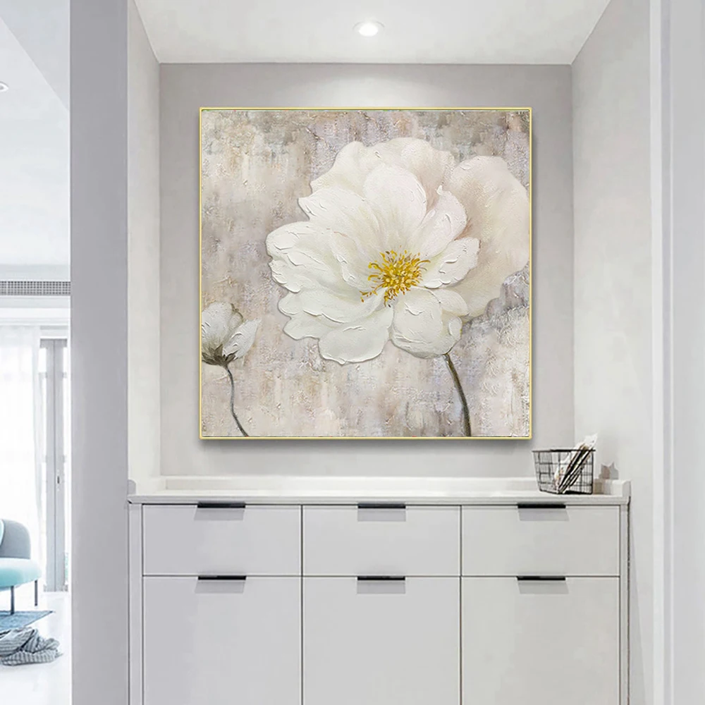 Hot Sale Home Decor Wall Art Picture White Flower Oil Painting On Canvs Hand Painted Thick Oil Flower Artwork Wedding Decoration
Hot Sale Home Decor Wall Art Picture White Flower Oil Painting On Canvs Hand Painted Thick Oil Flower Artwork Wedding Decoration