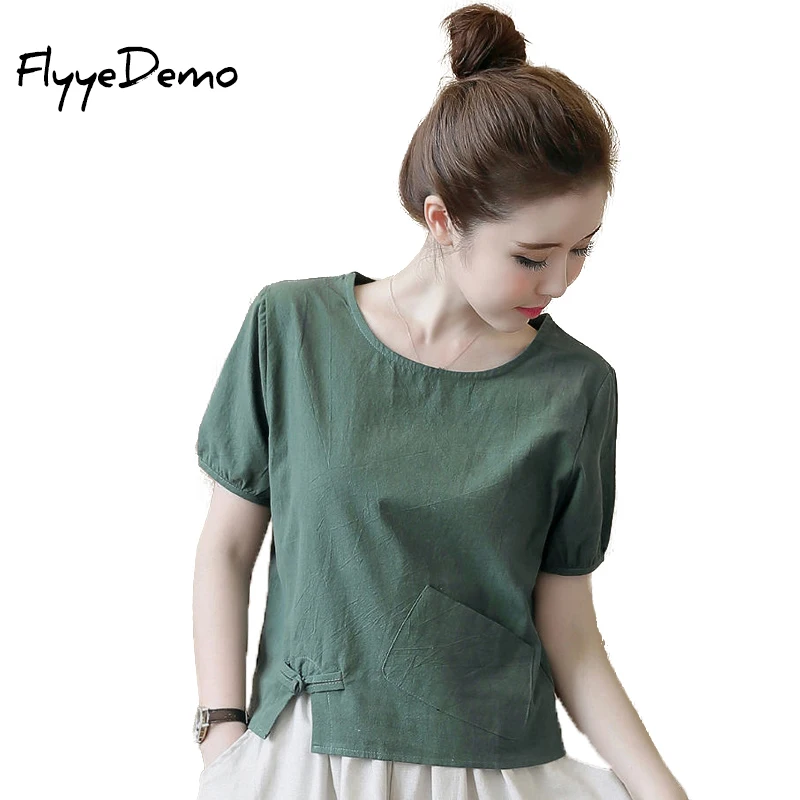 Chinese Style Vintage Cotton Linen Summer Tops Wome Loose Bottoming Casual O Neck Short Sleeve Tees Solid Color Ladies Clothes
Chinese Style Vintage Cotton Linen Summer Tops Wome Loose Bottoming Casual O Neck Short Sleeve Tees Solid Color Ladies Clothes