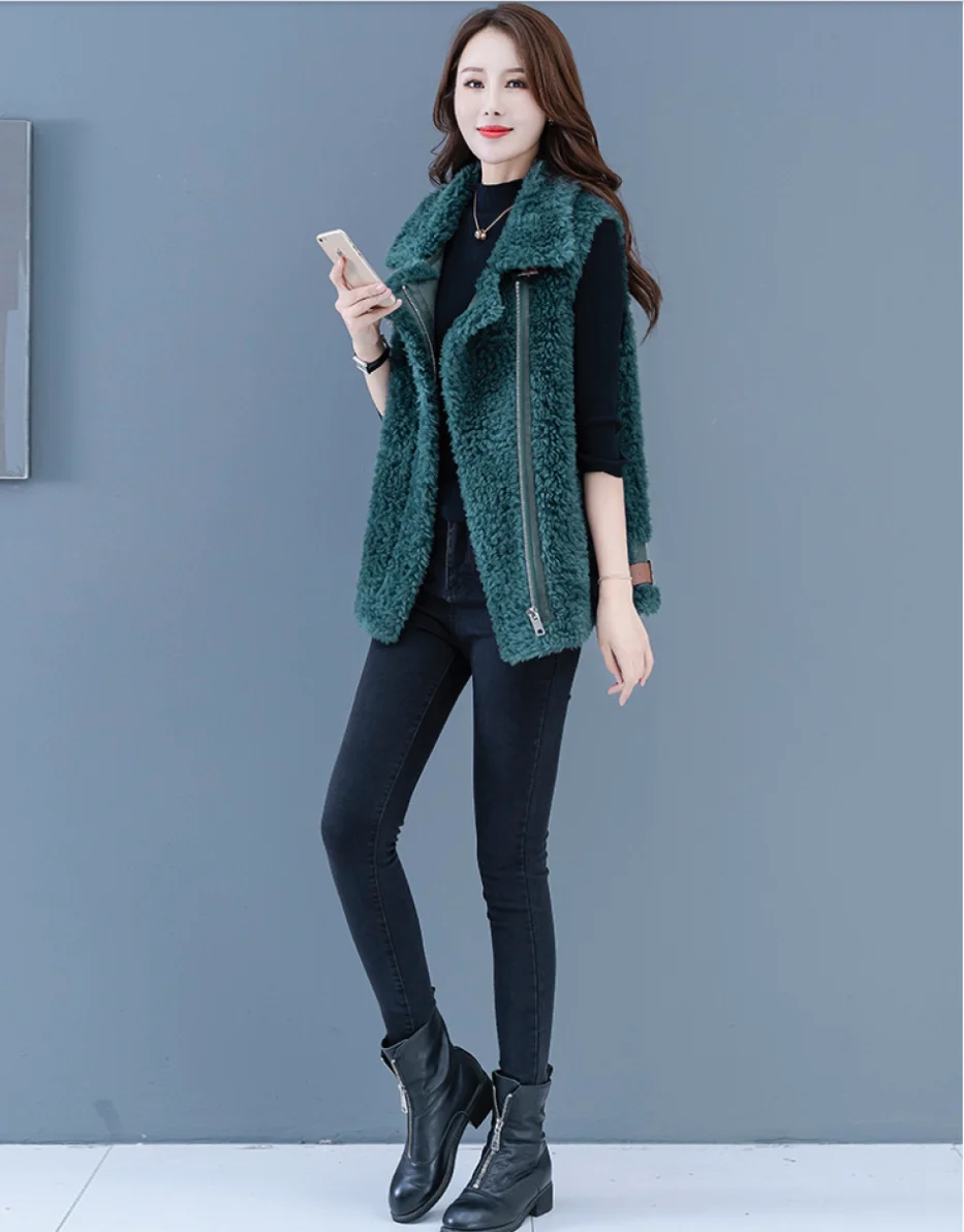 Lambswool Granular Velvet Vest Womens Fur Sheep Shearling Jacket Women's Short Vest 2021 Autumn And Winter New Vest
Lambswool Granular Velvet Vest Womens Fur Sheep Shearling Jacket Women's Short Vest 2021 Autumn And Winter New Vest