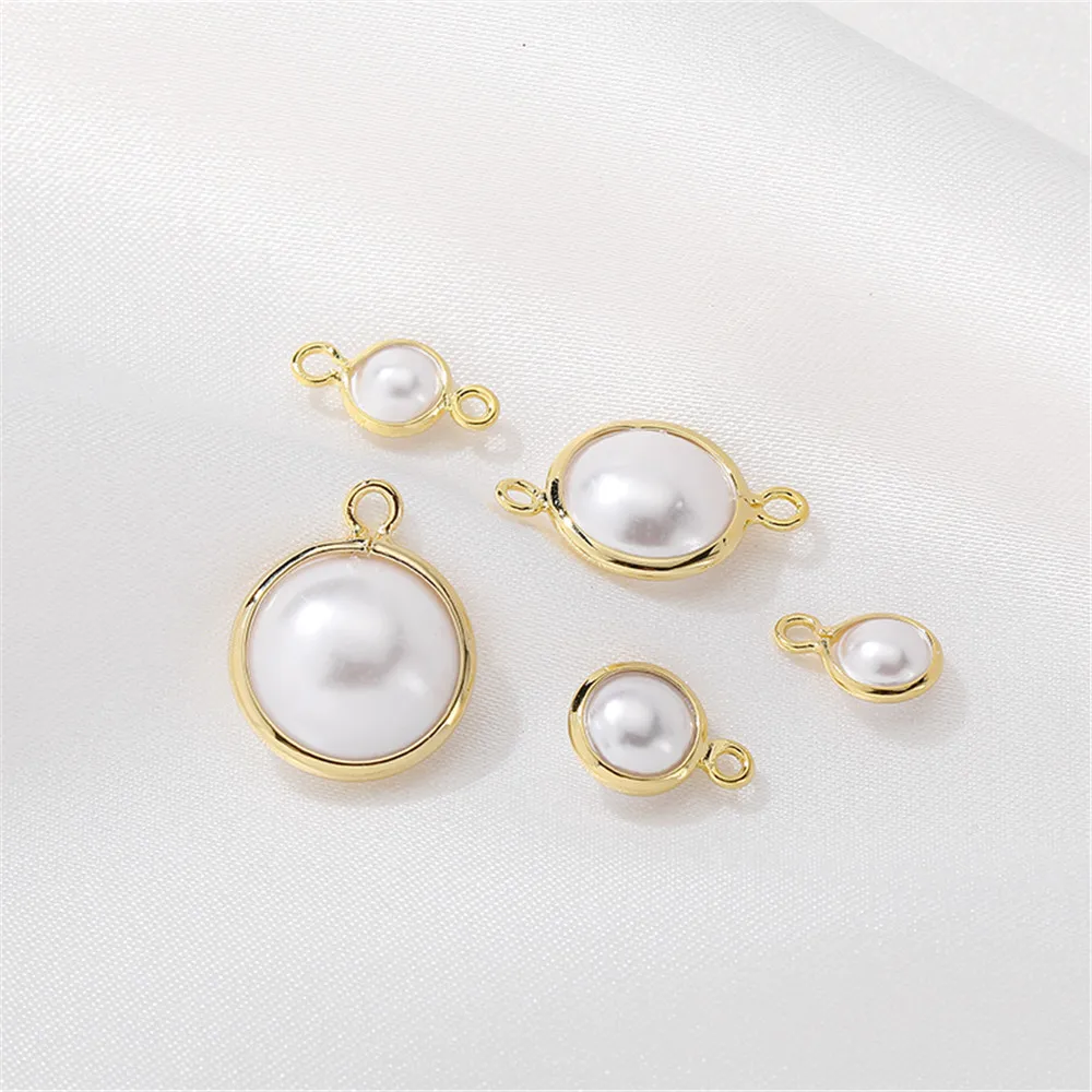 14K gold imitation pearl shell bead Wrapped Pendant pendant hand DIY made bracelet necklace jewelry material accessories 
14K gold imitation pearl shell bead Wrapped Pendant pendant hand DIY made bracelet necklace jewelry material accessories