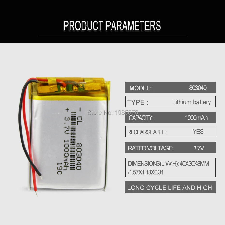 3 7 в 1000 мАч 803040 литий-полимерный ионный перезаряжаемый аккумулятор для GPS PSP mp3 mp4 mp5