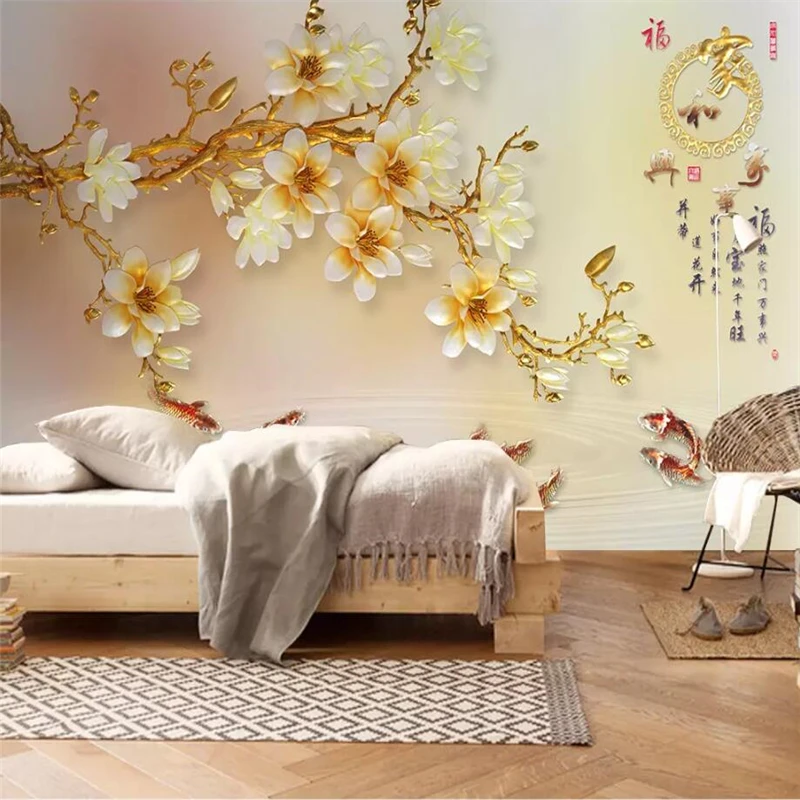 Custom wallpaper 3d mural color carved magnolia living room Hotel tv background wall art glass mural papel de parede wallpaper
Custom wallpaper 3d mural color carved magnolia living room Hotel tv background wall art glass mural papel de parede wallpaper