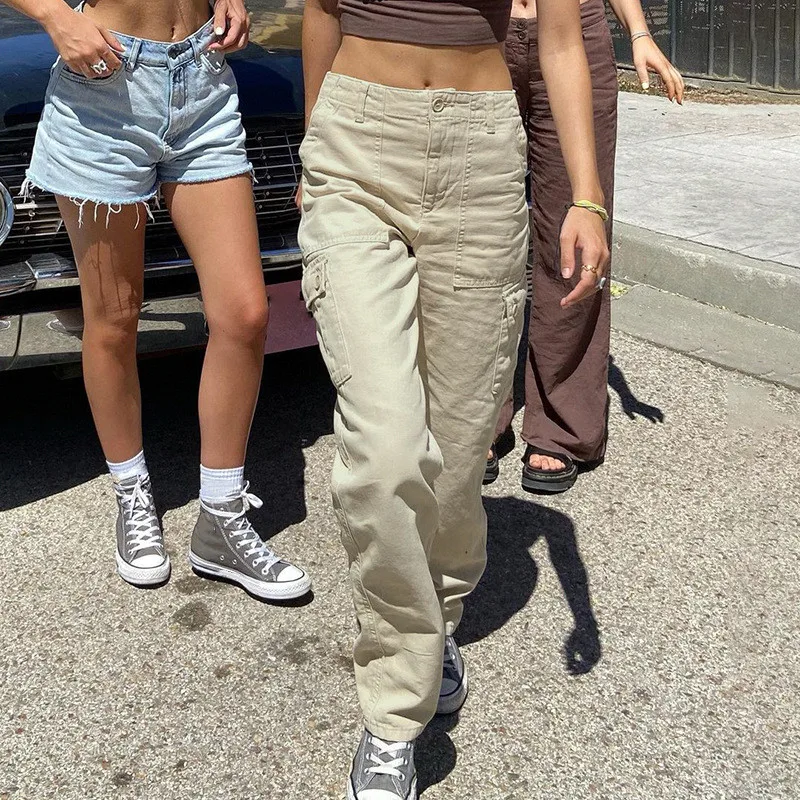 Women Straight Leg Jeans 2021 Adults High Waist Washed Solid Color Vintage Style Casual Wild Cargo Pants with Pockets
Women Straight Leg Jeans 2021 Adults High Waist Washed Solid Color Vintage Style Casual Wild Cargo Pants with Pockets