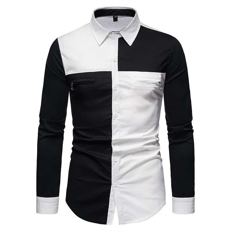 Contrast Stitching Shirts for Men Slim Fit Streetwear Dress Shirt Long Sleeve Business Casual Social Men Clothing Chemise Homme
Contrast Stitching Shirts for Men Slim Fit Streetwear Dress Shirt Long Sleeve Business Casual Social Men Clothing Chemise Homme