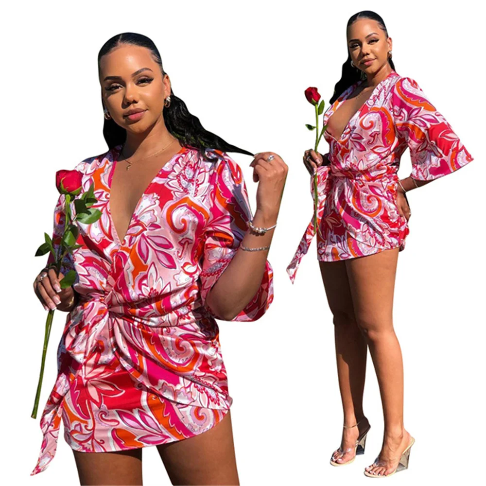 RStylish 2021 Summer Sexy Women Print Floral Short Sleeve V Neck Lace Up Shirt A Line Beach Party Mini Dress
RStylish 2021 Summer Sexy Women Print Floral Short Sleeve V Neck Lace Up Shirt A Line Beach Party Mini Dress