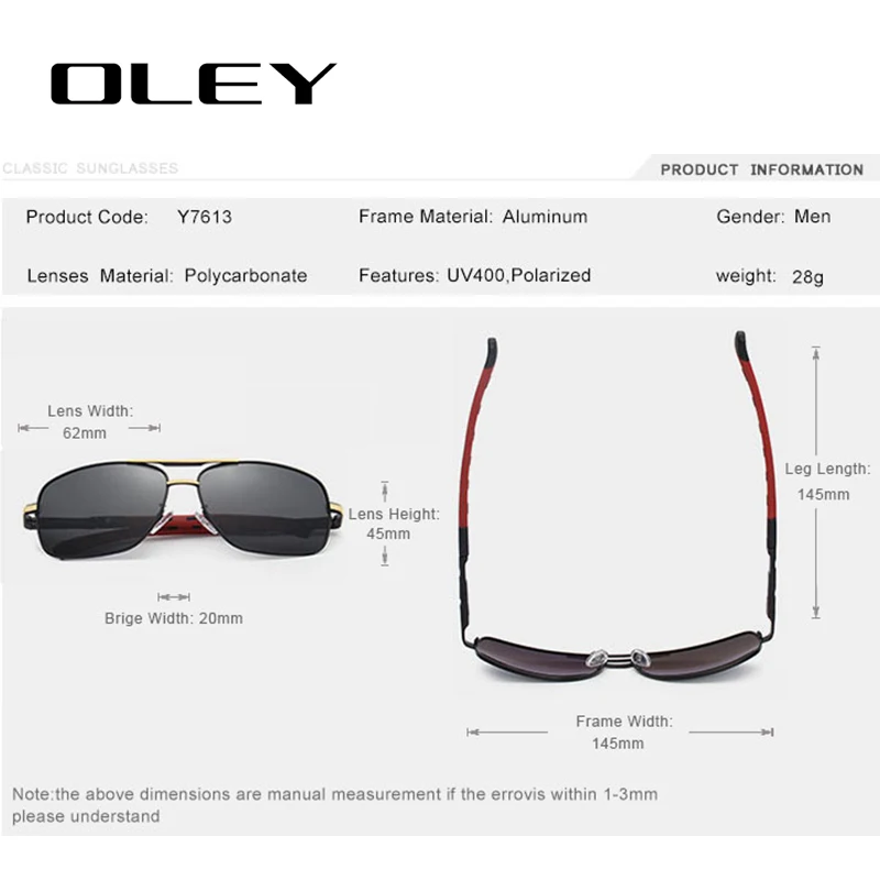 Очки OLEY Brand Polarized Sunglasses Men New Fashion Eyes Protect Sun Glasses With Accessories Unisex driving goggles oculos de sol on.