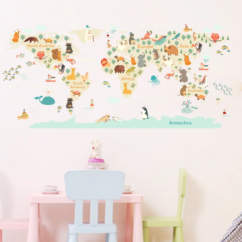 Cartoon Seven Continents Wall Stickers Animals Kids Baby Room Decor Bedroom Home Decoration Aesthetic Self Adhesive Decals
Cartoon Seven Continents Wall Stickers Animals Kids Baby Room Decor Bedroom Home Decoration Aesthetic Self Adhesive Decals