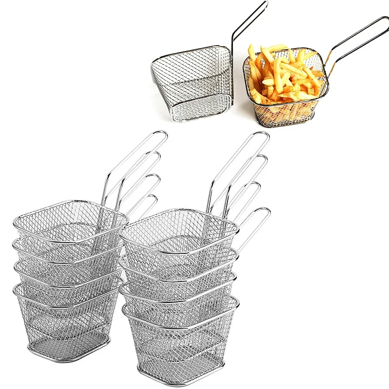 Practical 8Pcs Mini Fry Baskets Stainless Steel Fryer Basket Strainer Serving Food Presentation Cooking French Fries Basket
Practical 8Pcs Mini Fry Baskets Stainless Steel Fryer Basket Strainer Serving Food Presentation Cooking French Fries Basket