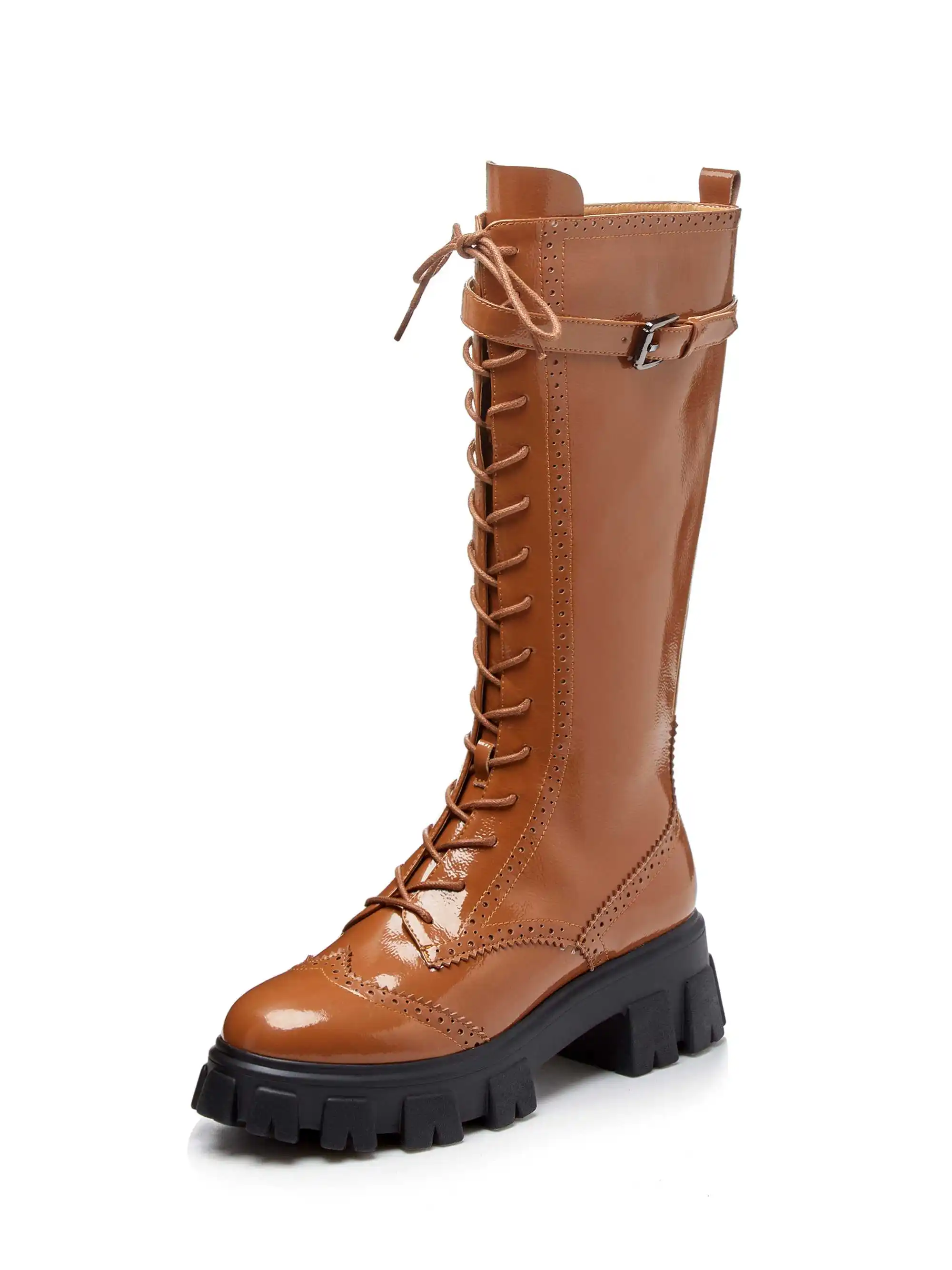 Krazing Pot genuine leather thick bottom British lace up round toe high heels belt buckle straps winter warm knee high boots L76
Krazing Pot genuine leather thick bottom British lace up round toe high heels belt buckle straps winter warm knee high boots L76
