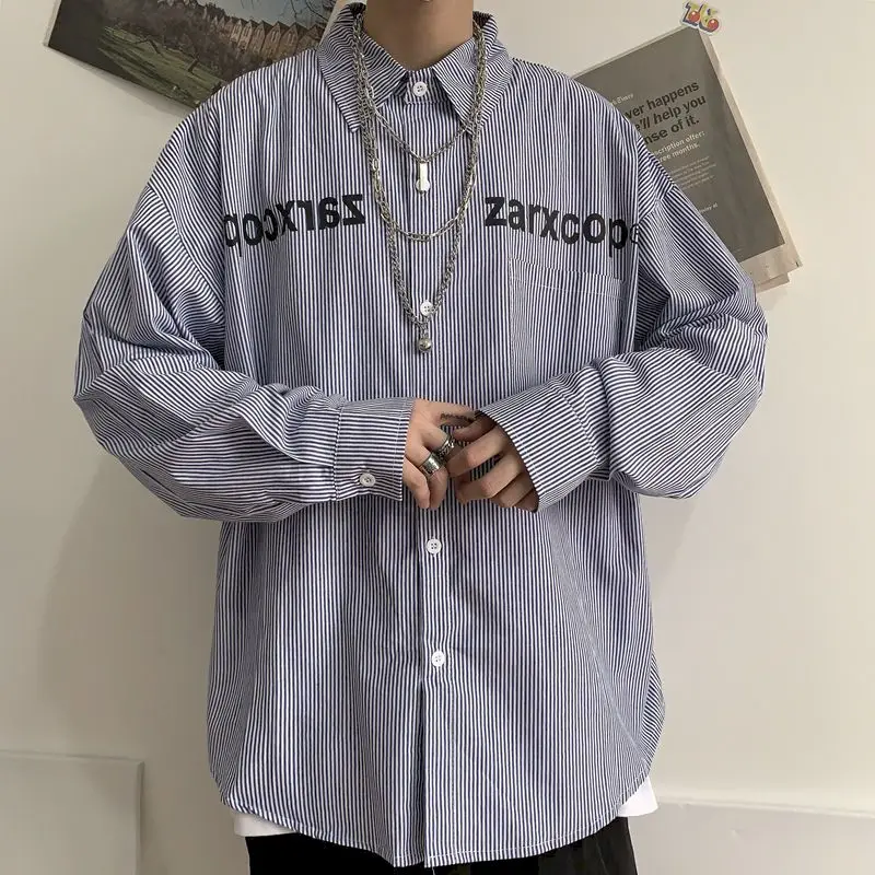 Korean style striped men shirt fashion brand retro letter long sleeve shirt trend loose casual cardigan streetwear male shirts
Korean style striped men shirt fashion brand retro letter long sleeve shirt trend loose casual cardigan streetwear male shirts