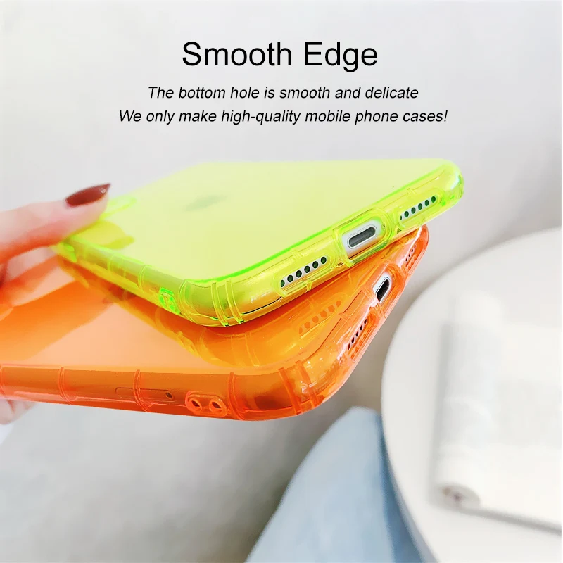 Shockproof Silicone Neon Phone Case For iPhone 12 11 Pro Xs Max lens Protection on iPhonee X Xr 6 6s 7 8 Plus SE Thick | Мобильные