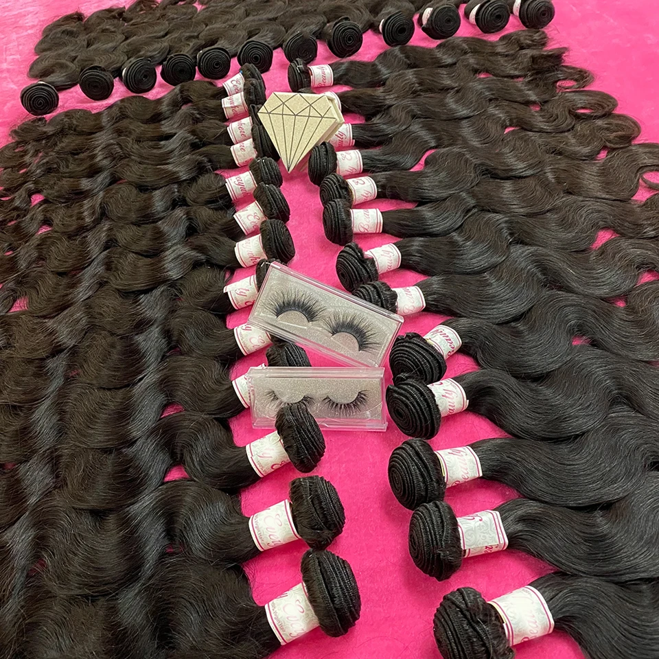 

KISSU Bulk Wholesale Human Hair Bundles Body Wave 3 4 Bundles Deals Brazilian Hair Weave Bundles Non-Remy Weft Hair Extension