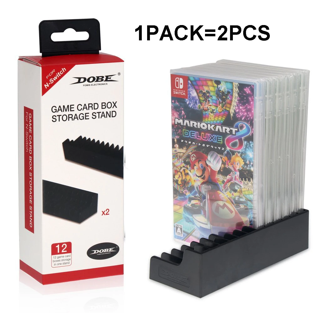 2 шт. дисплеев для игровых картриджей с резиновыми точками против скольжения, 24 слота для хранения CD-дисков в стойке для Nintendo Switch.
