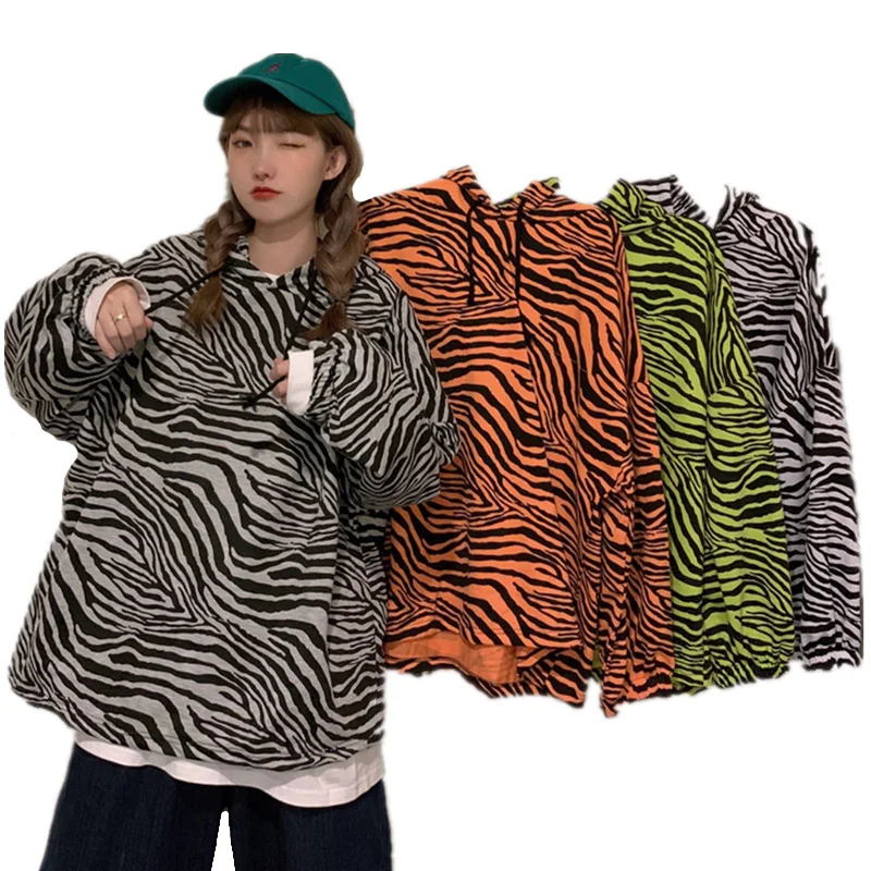Women Zebra Striped Print Hoodies Harajuku Loose Street Fashion Outwear Casual Draw String Hooded Sweatshirt Cool Pullovers
Women Zebra Striped Print Hoodies Harajuku Loose Street Fashion Outwear Casual Draw String Hooded Sweatshirt Cool Pullovers