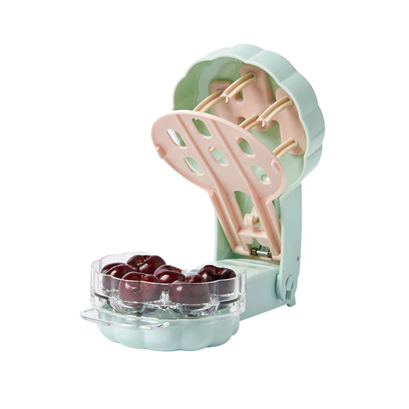 

Cherry Pitter,Portable Cherry Core Remover,with Pit and Juice Container, Kitchen Gadget for Removing 6 Cherries At Once