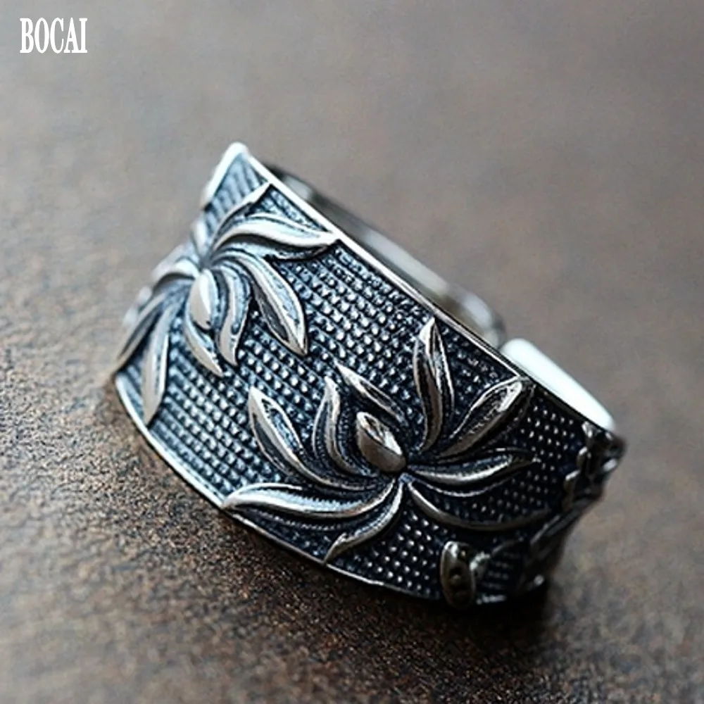 BOCAI Classical lotus new solid pure 925 silver open ring vintage Thai silver ring for women s925 silver woman ring
BOCAI Classical lotus new solid pure 925 silver open ring vintage Thai silver ring for women s925 silver woman ring