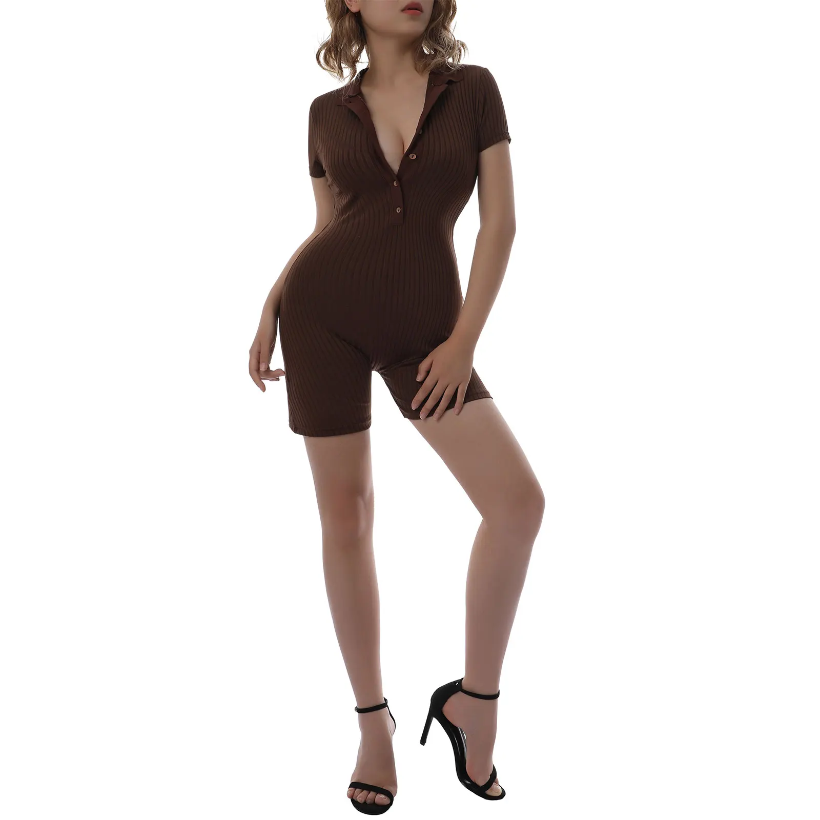 Hirigin 2021 Women Close-fitting Overalls Chocolate Short Sleeve Button-down Collared Playsuit Streetwear, S/ M/ L
Hirigin 2021 Women Close-fitting Overalls Chocolate Short Sleeve Button-down Collared Playsuit Streetwear, S/ M/ L