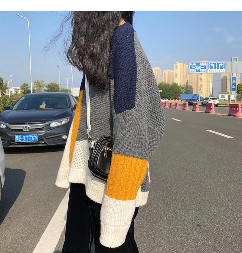 Korean Color Patchwork Knitted Sweaters 2021New Fashion Women Vintage Ins Style Long Sleeve Warm Sweater Female
Korean Color Patchwork Knitted Sweaters 2021New Fashion Women Vintage Ins Style Long Sleeve Warm Sweater Female