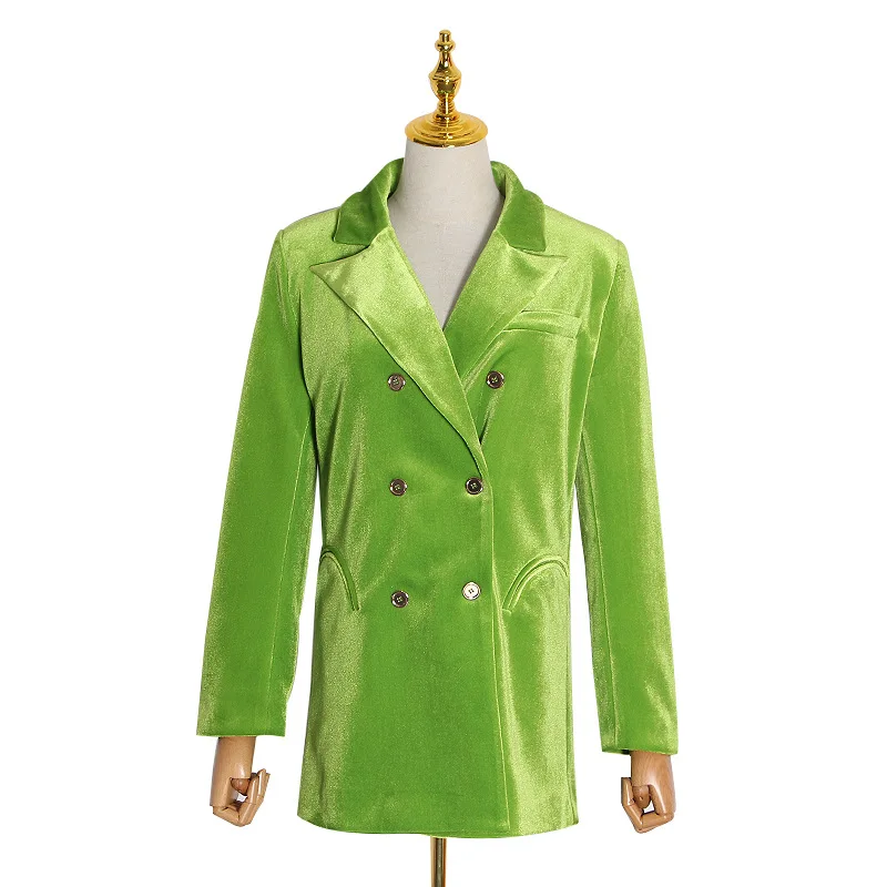 Fruit green flannel women's coat season new suit collar long sleeve temperament arc pocket small suit women
Fruit green flannel women's coat season new suit collar long sleeve temperament arc pocket small suit women