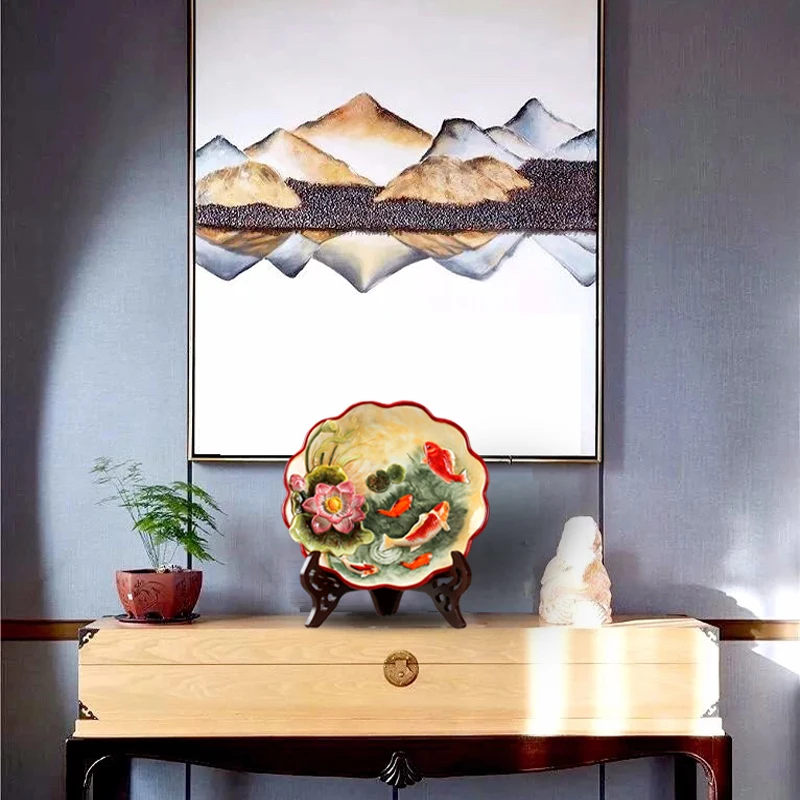 10inch Ceramic Wall Plate Decorative Handpainted 3D Koi Fish Lotus Hanging Pottery Plate Living Room Fireplace Decor Wall Art
10inch Ceramic Wall Plate Decorative Handpainted 3D Koi Fish Lotus Hanging Pottery Plate Living Room Fireplace Decor Wall Art