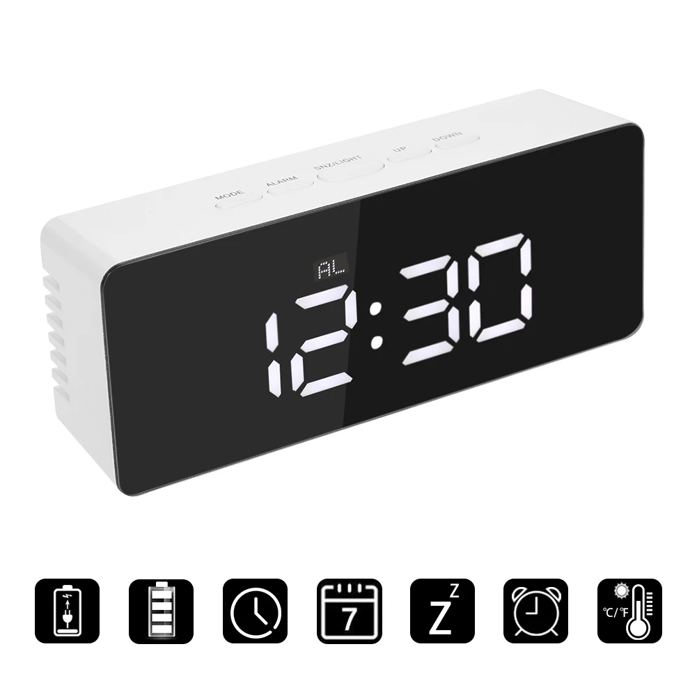 Digital Alarm Clock Mirror LED Night Lights Thermometer Wall Clock Lamp Square Rectangle Multi-function Desk Clocks
Digital Alarm Clock Mirror LED Night Lights Thermometer Wall Clock Lamp Square Rectangle Multi-function Desk Clocks