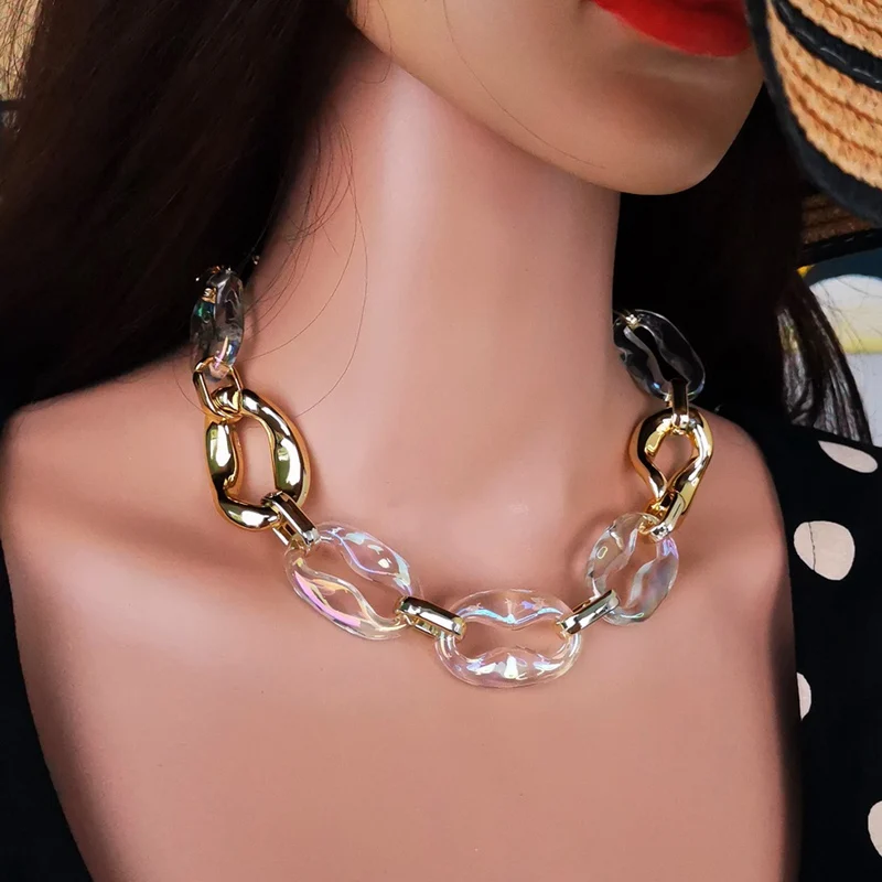 Multi Color Chunky Necklace for Women Statement Gold Color Chain Necklace for Men Unisex Hiphop Jewelry for Gift Party SR1140
Multi Color Chunky Necklace for Women Statement Gold Color Chain Necklace for Men Unisex Hiphop Jewelry for Gift Party SR1140