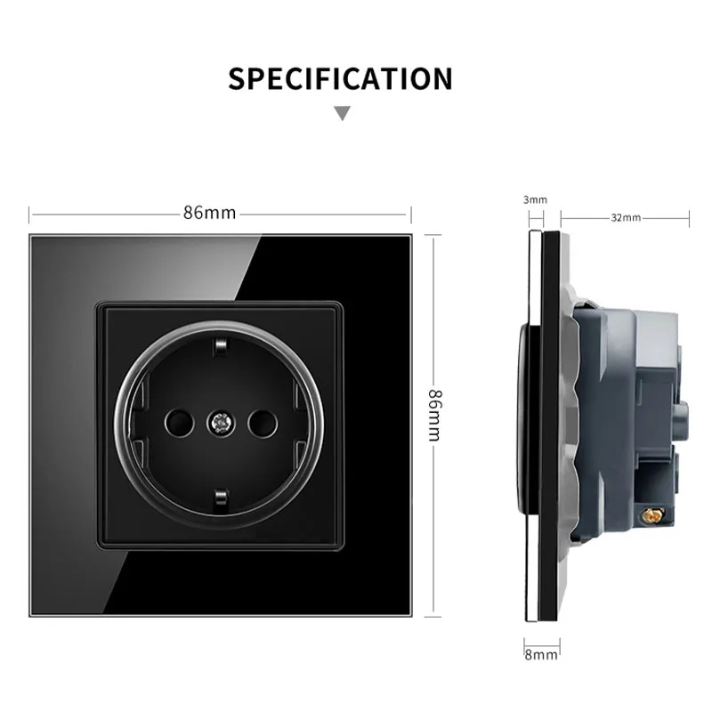 Szaoju German Standard Power Socket Four Colors LED Crystal Glass Panel Electrical Socket 86*86mm AC 110 -250V 16A 2100ma
Szaoju German Standard Power Socket Four Colors LED Crystal Glass Panel Electrical Socket 86*86mm AC 110 -250V 16A 2100ma