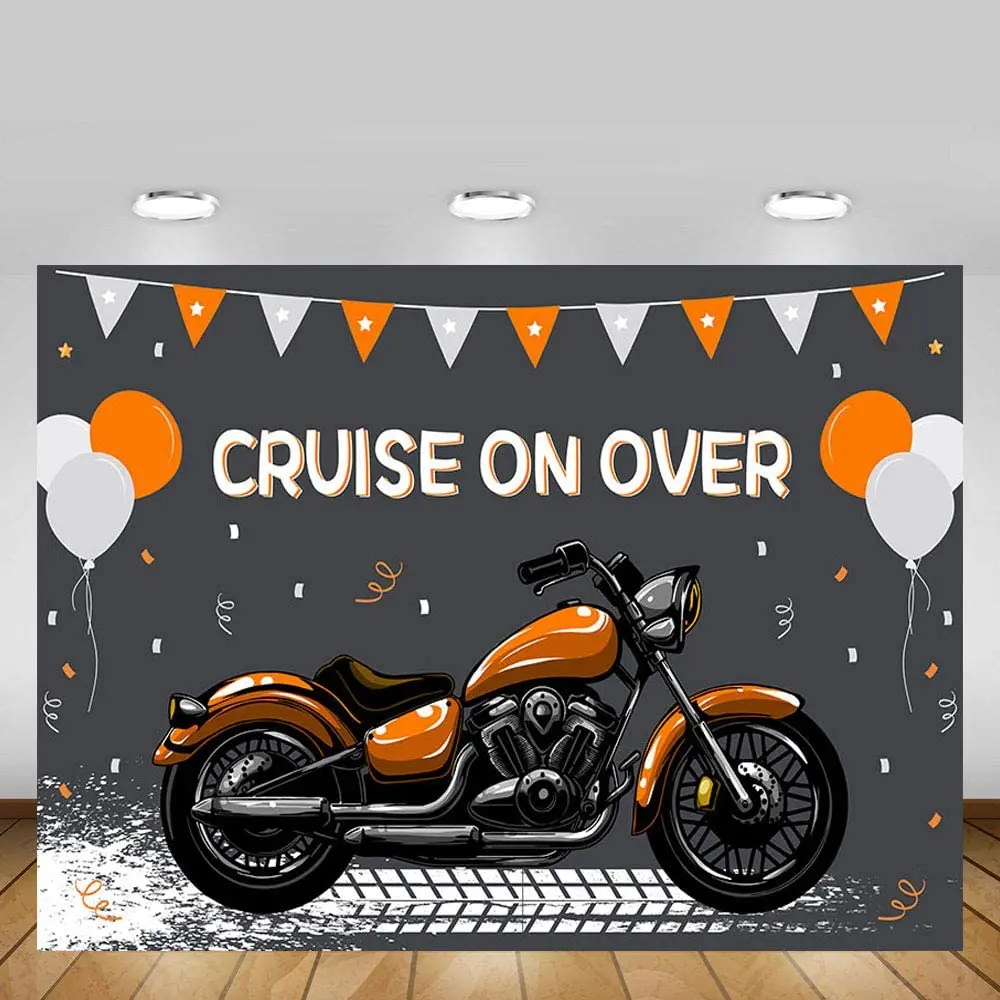 Motorcycle Boy Birthday Party Backdrop Props Cruise On Over Ride Photography Orange Silver Balloons Background Photo Banner
Motorcycle Boy Birthday Party Backdrop Props Cruise On Over Ride Photography Orange Silver Balloons Background Photo Banner