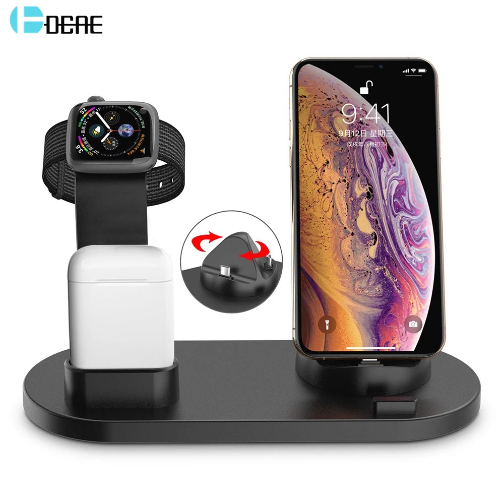 Зарядная подставка DCAE 3 в 1 для iPhone 11 X XR XS Max 8 7 6s 6 док станция с USB зарядным