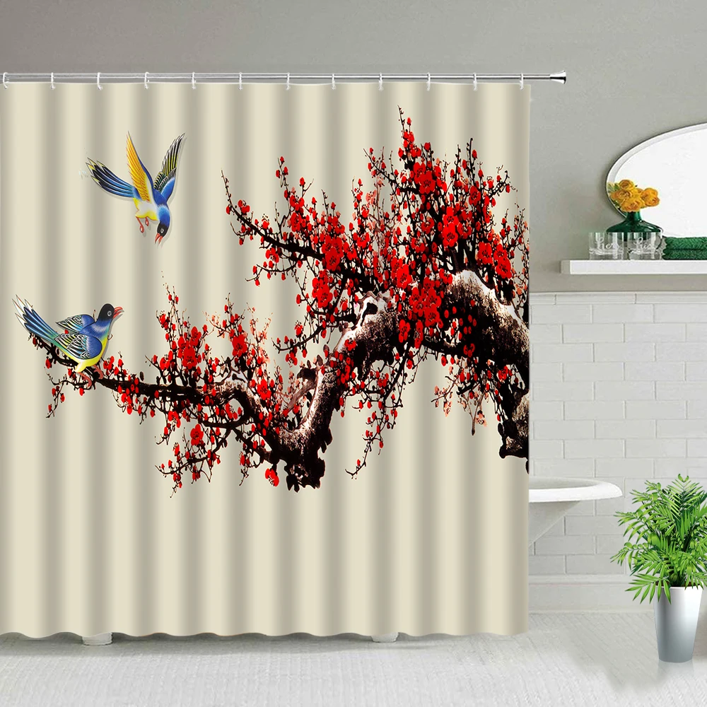 Занавеска для душа в китайском стиле с цветами и птицами, дерево, s, занавеска для ванной, водонепроницаемая декоративная занавеска для ванн... 
Занавеска для душа в китайском стиле с цветами и птицами, дерево, s, занавеска для ванной, водонепроницаемая декоративная занавеска для ванн...