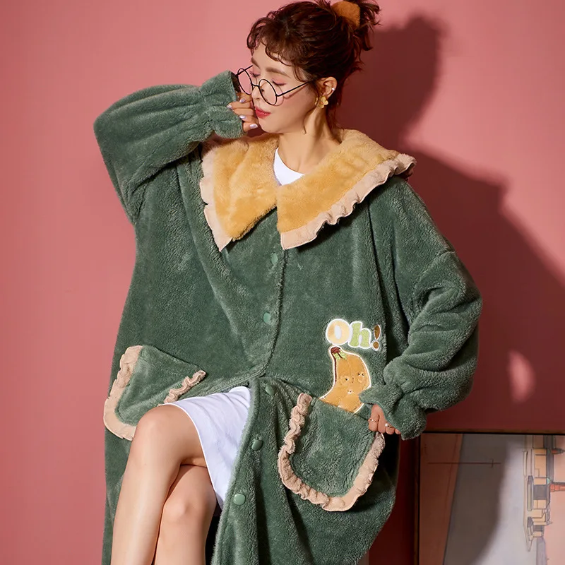NIGHTWA Plush nightdress autumn winter Lapel flannel princess style nightdress enlarged size loose pregnant women mid long home
NIGHTWA Plush nightdress autumn winter Lapel flannel princess style nightdress enlarged size loose pregnant women mid long home